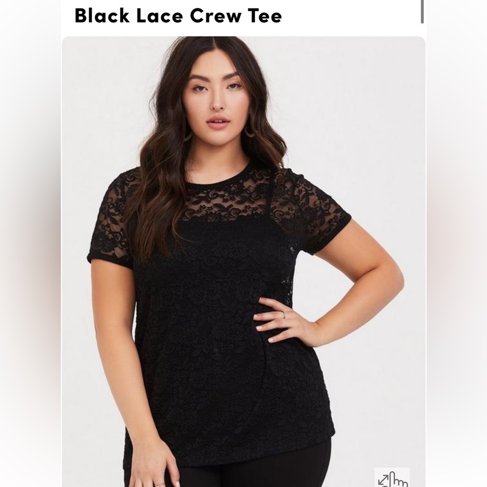Torrid-  size 4 -black lace crew tee. NEW